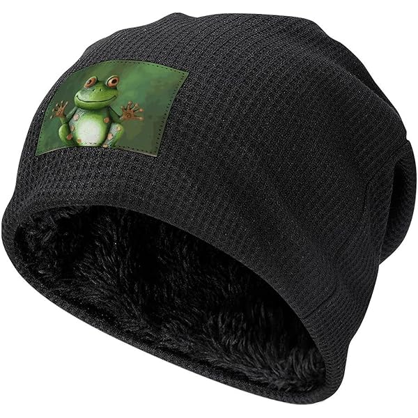 Winter Beanie Hats for Men Women Plush Pullover Cap Two Frogs