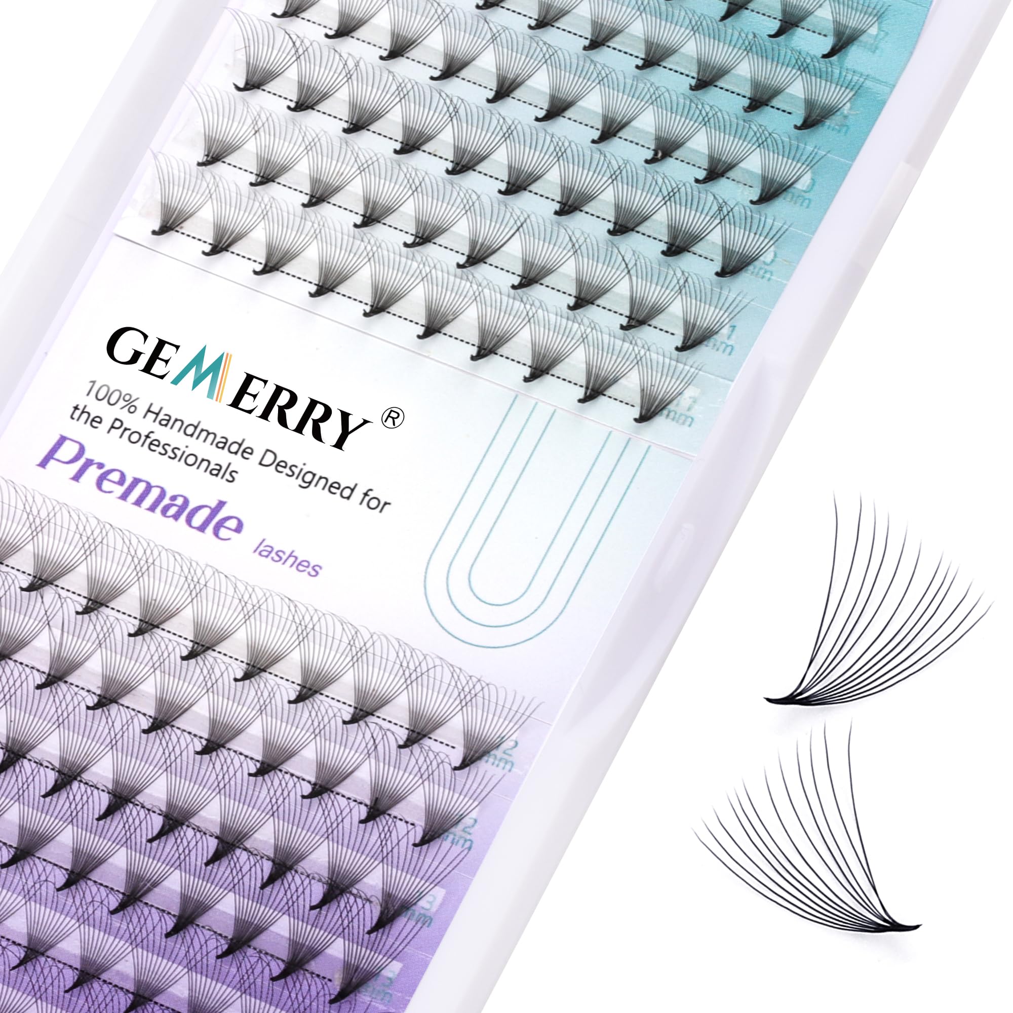 Pre Made Fan Eyelash Extensions 12D Fans 0.07mm D Curl 8-14mm Mix 12D Cluster Eyelash Extension Premade Fans Volume Russian Individual Lashes Cluster Gemerry Fan Lash Extensions(0.07-12D-D curl-Mix)