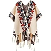 Shawl Wraps for Women Boho Knitted Tassel Cape Retro Vintage Scarf Open Front Bohemia Cover Ups Fall Winter