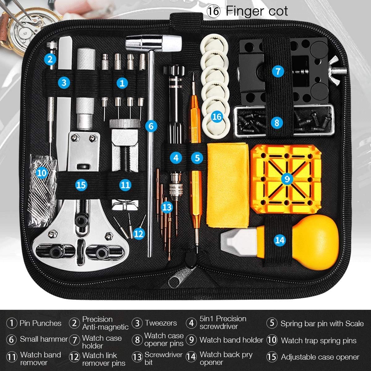 Watch Repair Kit, Watch Case Opener Spring Bar Tools, Watch Battery Replacement Tool Kit, Watch Band Link Pin Tool Set with Carrying Case and Instruction Manual: Home Improvement