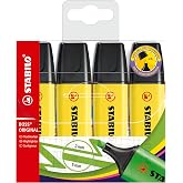 STABILO BOSS ORIGINAL - Highlighter | Pack of 4 - Yellow
