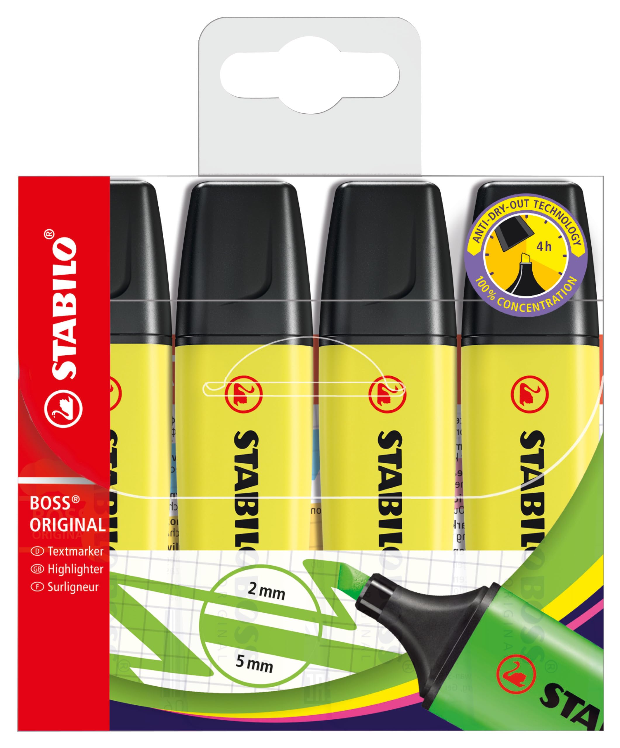 STABILO BOSS ORIGINAL - Highlighter - Pack of 4 - Yellow