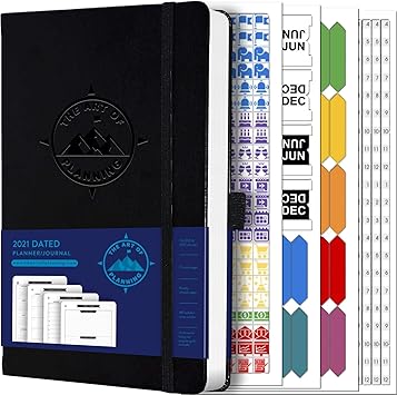 Amazon Com Dated 2021 Planner Weekly Appointment Book And 2021 2022 Calendar By The Art Of Planning Small 5 X8 Hardcover Dotted Notes 3 Bookmarks Inner Pocket Stickers Office Products