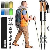 Foxelli Trekking Poles – Lightweight Collapsible Aircraft Grade Aluminum Hiking Poles with Cork Grips Quick Locks & All-Terra