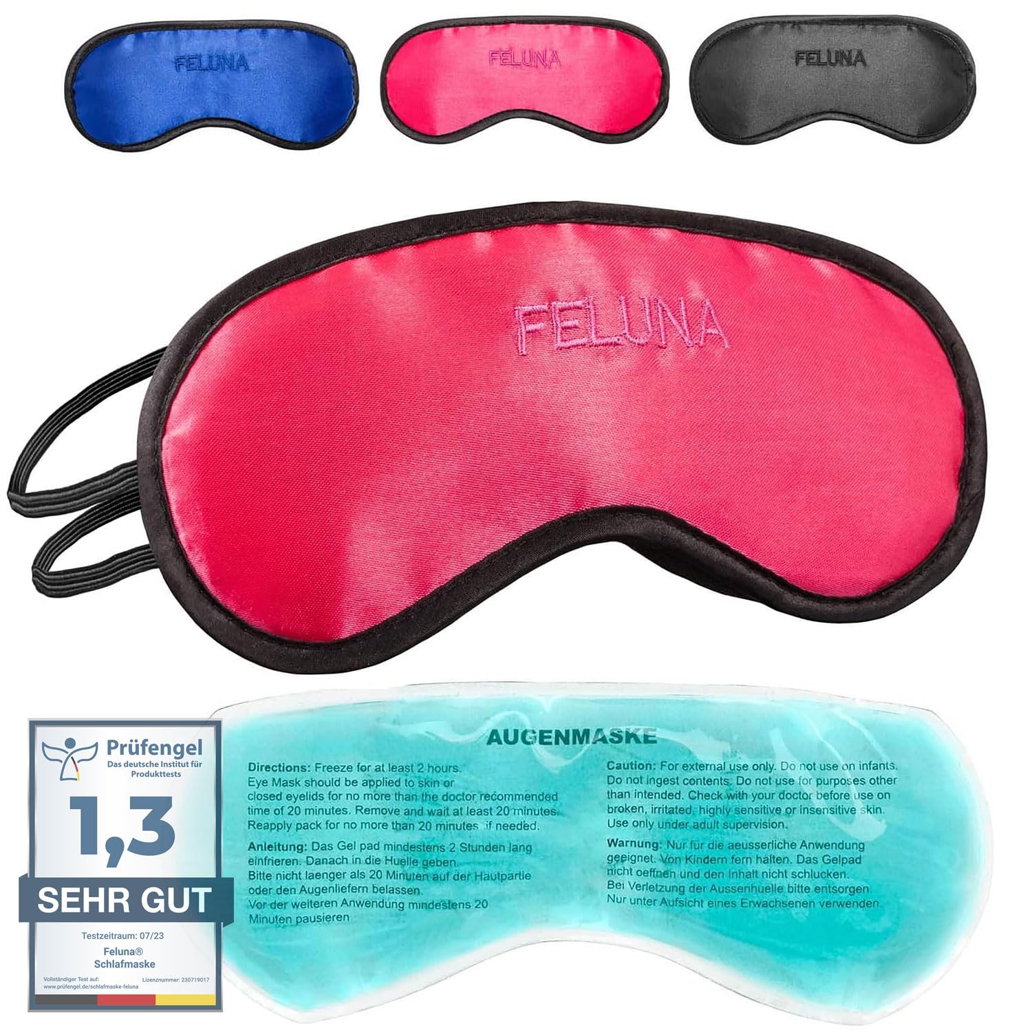 Sleeping mask with Cooling pad Sleeping Eye mask Night mask Sleeping Goggles with Adjustable Rubber Band and Silk Touch Cooling pad Helps with migraine, Headache & Allergies (Red)