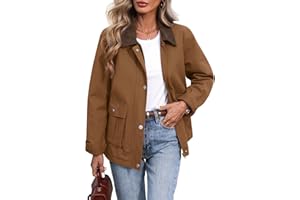 ELLEVEN Padded Barn Jackets for Women Oversized Fall Utility Corduroy Collar Coat, Cotton Outerwear with Pockets