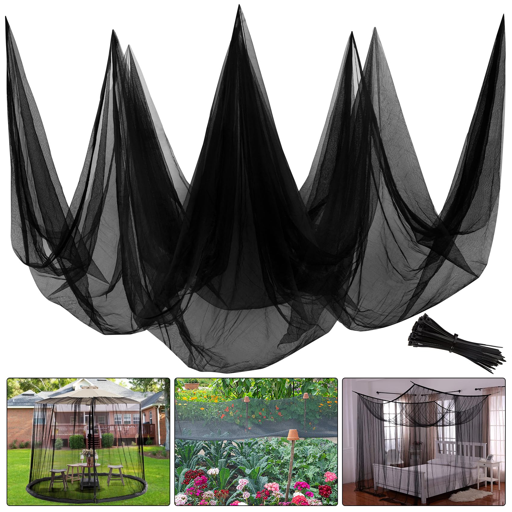 Photo 1 of Unves 2 Pcs Mosquito Net, 13 x 10 Ft Garden Bird Netting for Vegetables Fruits from Birds Bugs, Mosquito Netting for Patio Insect Pest Barrier