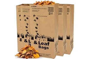 Duro 50# Large 30 Gallon Lawn and Leaf Bags, 2-Ply Brown Paper Yard Waste Bags for Home and Garden Refuse - Pack of 5