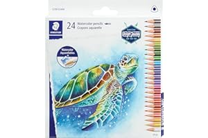 STAEDTLER Triangular Watercolour Pencils: Set of 24 Assorted Colours - Ergonomic Art Supplies for Colouring, Drawing, Sketchi