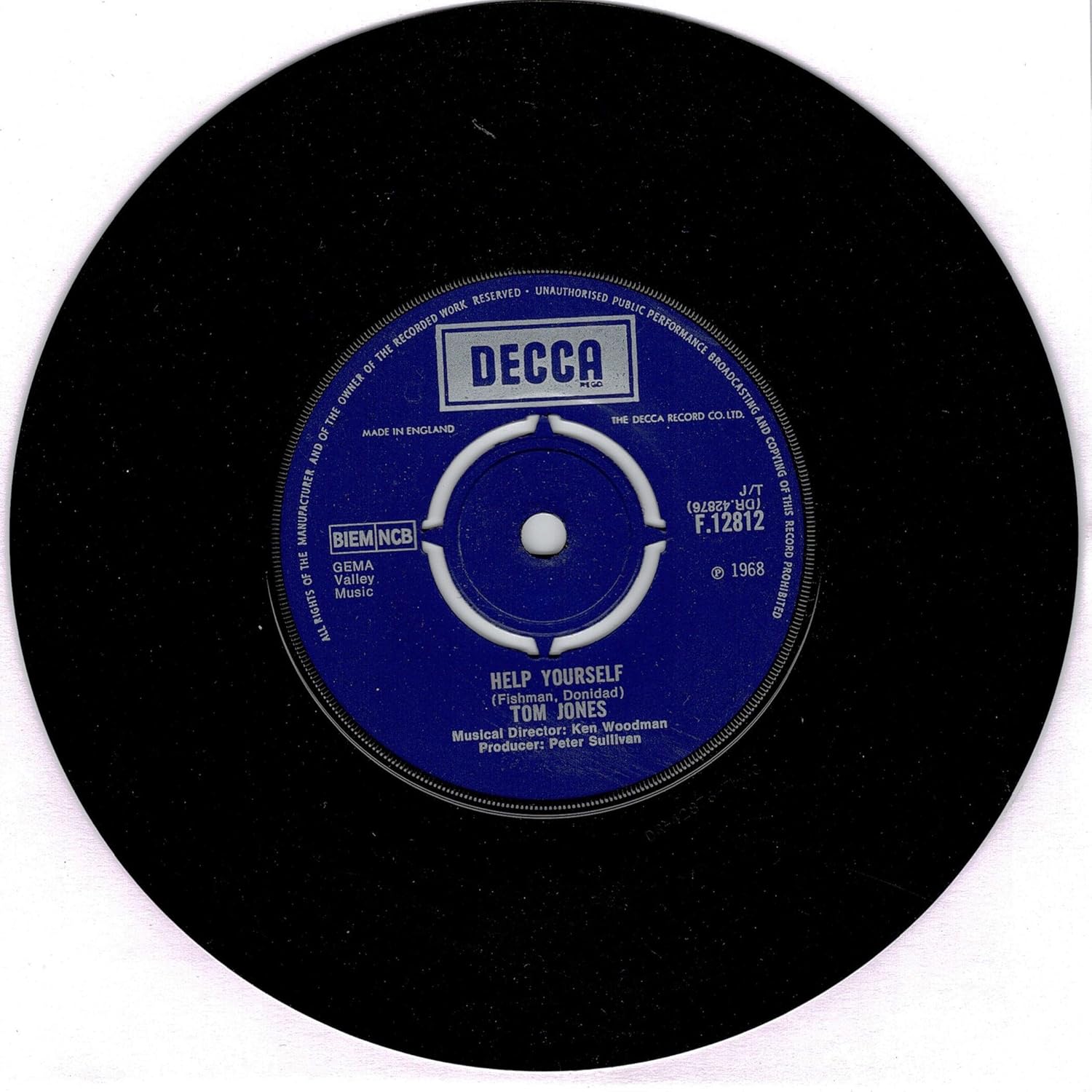 Tom Jones Help Yourself Tom Jones 7" 45 Music