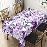 DANSICUINI Flower Bloom Elegant Rectangle Tablecloth Vintage Peonies Table Cloth Floral Rectangular Tablecloth Violet Table Cover for Dining Kitchen Party 54 x 72 Inch