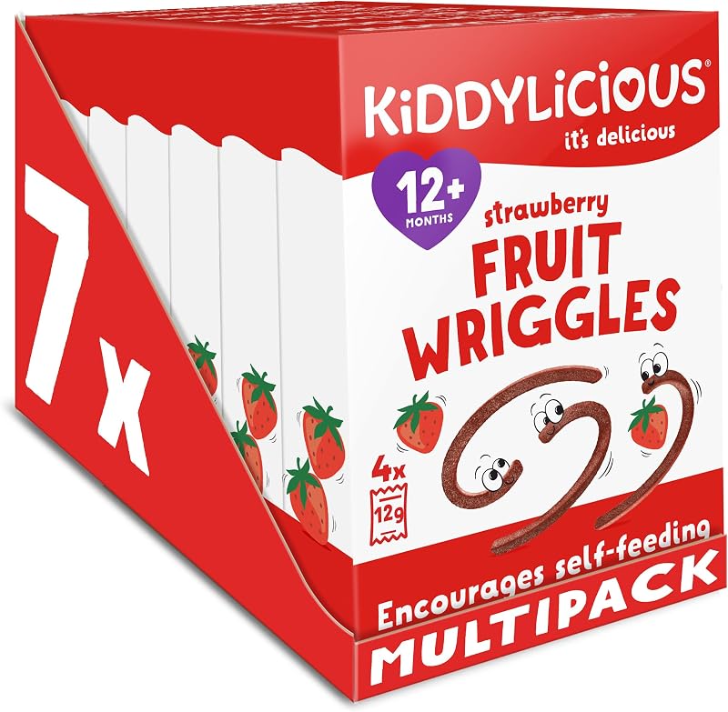Kiddylicious Strawberry Wriggles 7 Packs of 4 Kids Snack 12+ Months