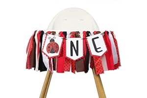 AGVGAZA Ladybug Themed 1st Birthday High Chair Banner - Ladybug One Birthday Decoration, Summer Themed Birthday Decoration, A Happy Camper Birthday Decoration, Ladybug First Birthday Photo Prop Cake Smash