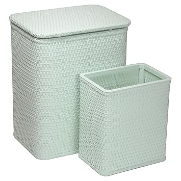 RedmonUSA Redmon for Kids Chelsea Wicker Nursery Hamper and Matching Wastebasket Hampers Herbal Green