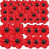 35 Pcs Halloween Artificial Red Poppy Flowers,Poppy Paper Flowers for Wicked Birthday Decorations,Wedding, Veterans Day, Back to School Parties and Background Wall Decor(8,10,12 Inches)