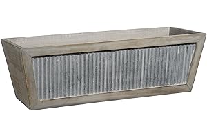 GARDENGOODZ Galvanized Accent Wood Window Box Planter
