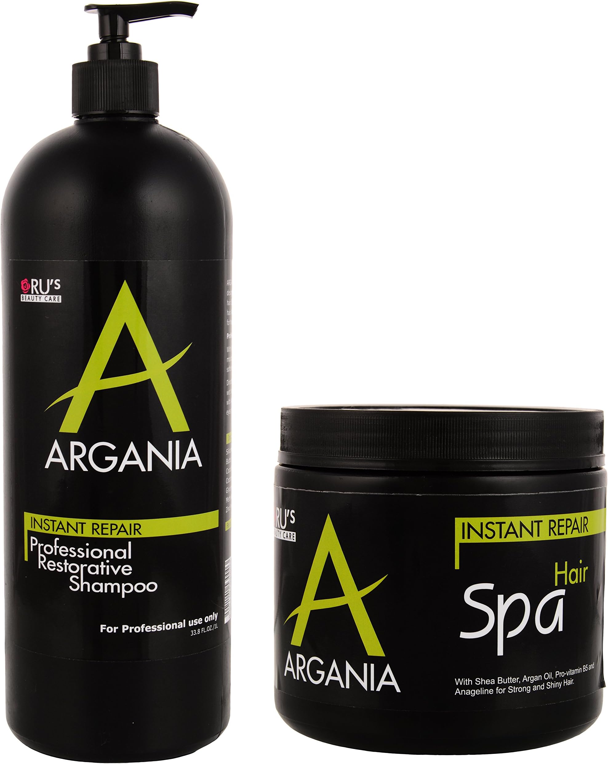 A ARGANIA Instant Repair Restorative Professional Shampoo and Hair Spa, White (Pack of 2)