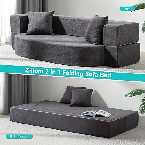 Memory Foam Convertible Chaise Lounge Bed Foldable Sofa Mattress