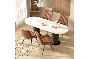 Nalupatio Modern Dining Chairs Set of 4, Comfy Dining Room Chairs with Thick Cushions, Upholstered Fabric Kitchen Side Chairs with Metal Legs, Brown