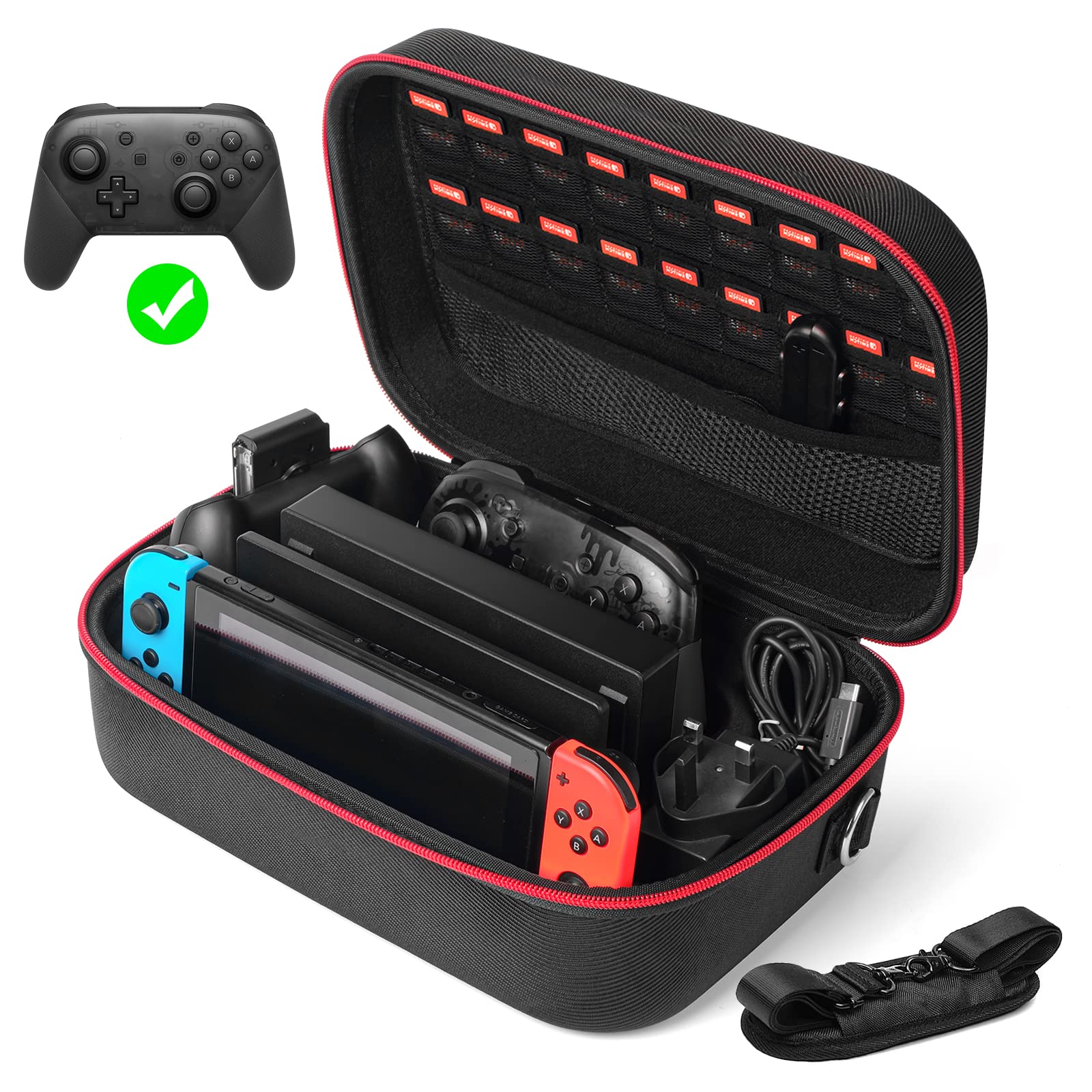 Glamgen Carrying Case For Nintendo Switch/OLED,Large Protective
