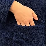 i-Smalls Mens Hooded Fleece Gown Robe with Belt S to 6XL Navy view 5
