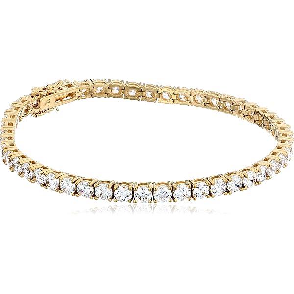 Rose Gold Plated Sterling Silver Tennis Bracelet - 7.25" With Round Cubic Zirconia Stones