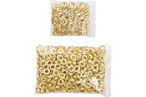 KING PIECES 500pcs Gold Grommets 1/2 Inch (12mm) Washers and Grommets Kit for Grommet Tool, Banner & Posters Metal Grommets E