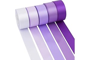 MAYREEL Purple Satin Ribbon 1 Inch Lilac Lavender Ribbon for Gift Wrapping Wedding Bridal Shower Crafts 5 Rolls 10 Yards Each Color Total 50 Yards