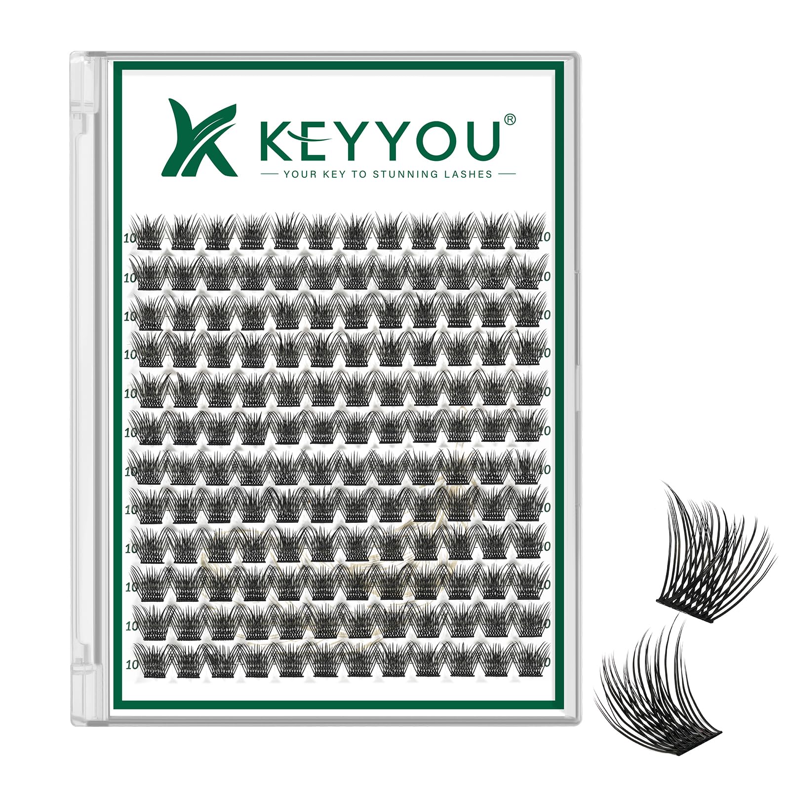 Photo 1 of KEYYOU Lash Clusters 144pcs Individual D Curl 10mm Air Touch Cluster Lashes Super Lightweight Soft Wispy Comfortable Easy DIY at Home