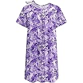 Deyeek Hospital Gowns for Women Tear Away Snap Open Back Dress Post Shoulder Surgery Dresses Soft Adaptive Clothing Nightgown