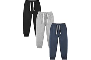 Resinta 3/4 Pack Toddler and Boys Fleece Lined Sweatpants Cotton Kids Jogger Pants with Pockets Drawstring