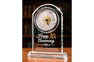 Sttokilly 30th Wedding Anniversary K9 Crystal Quartz Clock,30 Years of Marriage Gift,Happy Pearl Anniversary Decoration Gift,for Parents,Grandparents,Couple