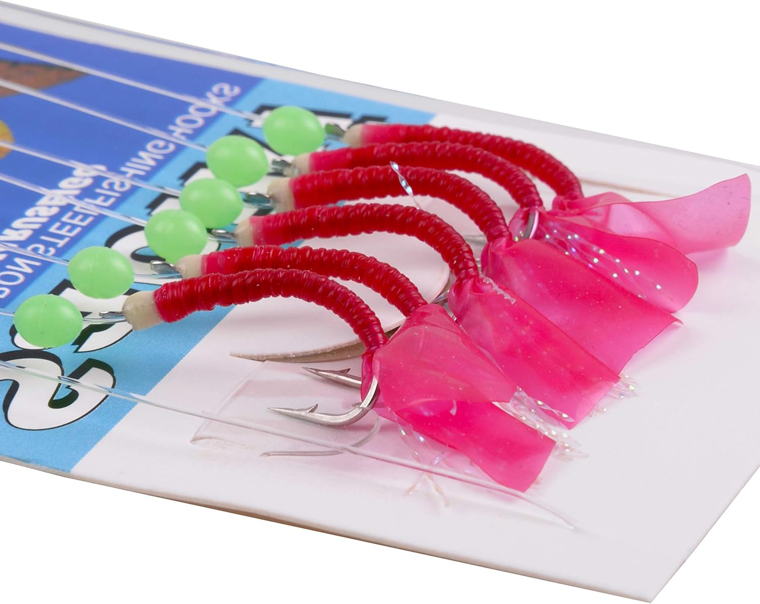 Saltwater Fishing Bait Rigs, 10Packs Surf Fishing Rigs 6 Hooks Fishing Lures Red Fish Skin Feather Hooks Glow Fishing Beads Fishing Tackles for Freshwater Saltwater : Sports & Outdoors