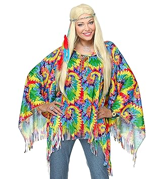WIDMANN 75727 Erwachsenenkostüm psychedelic Hippie Mädchen Mehrfarbig