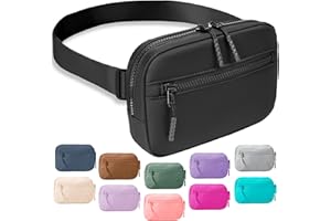 FORZAROCKET Essential Belt Bag w/Long Strap 70" & Front Zip Pocket – Crossbody Bag w/Extended Strap – Fanny Pack for Women Men – Two-Way Zipper Waist Pack – Travel & Plus Size Friendly, Black