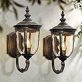 John Timberland Bellagio Rustic Vintage Outdoor Wall Light Fixtures Set of 2 Veranda Bronze Metal Upbridge Arm 16 1/2" Champa