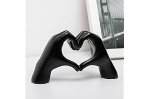 FANTESTICRYAN Small Heart Hands Statues Hand Love Sculpture Cute Decorative Home Decor Ornaments for Living Room, Wedding, Office Desktop, Cabinets, Bookshelf (Small Black)