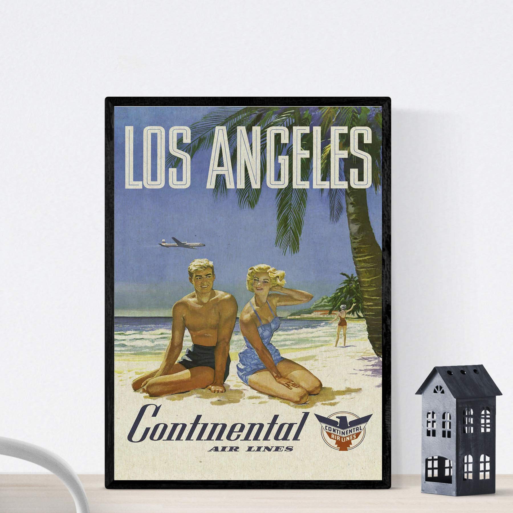 Nacnic Vintage Poster Vintage Poster America. Playa de Los Angeles. A3 size