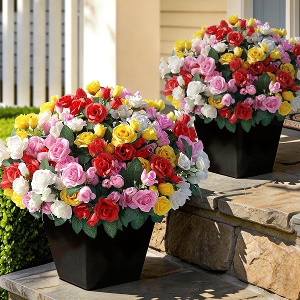 16 BUNDLES 17″ARTIFICIAL ROSES, REALISTIC SILK BOUQUET FLOWER(MIXED...
