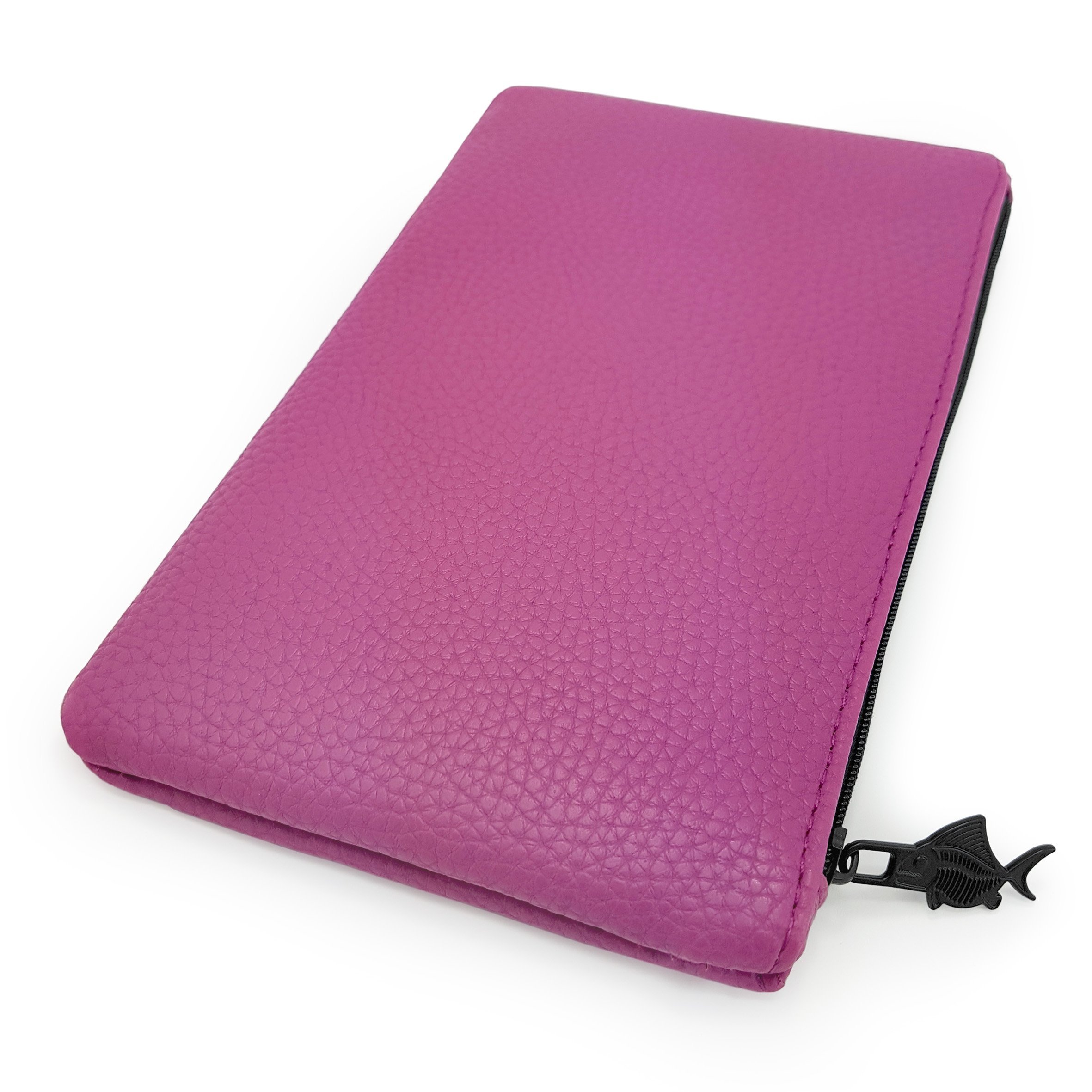 Fat Belly Fish Leather Look Pencil Case - Faux Leather Pencil Case - Pastel Purple