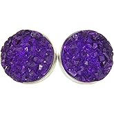 Summerfield Collection Silver-tone Faux Druzy Stone Stud Earrings 12mm
