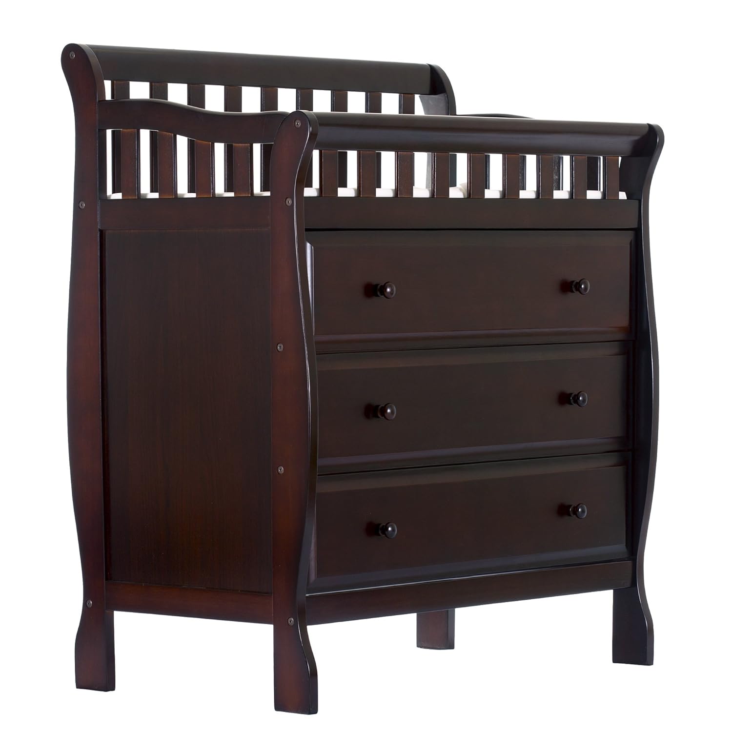 espresso changing table with drawers