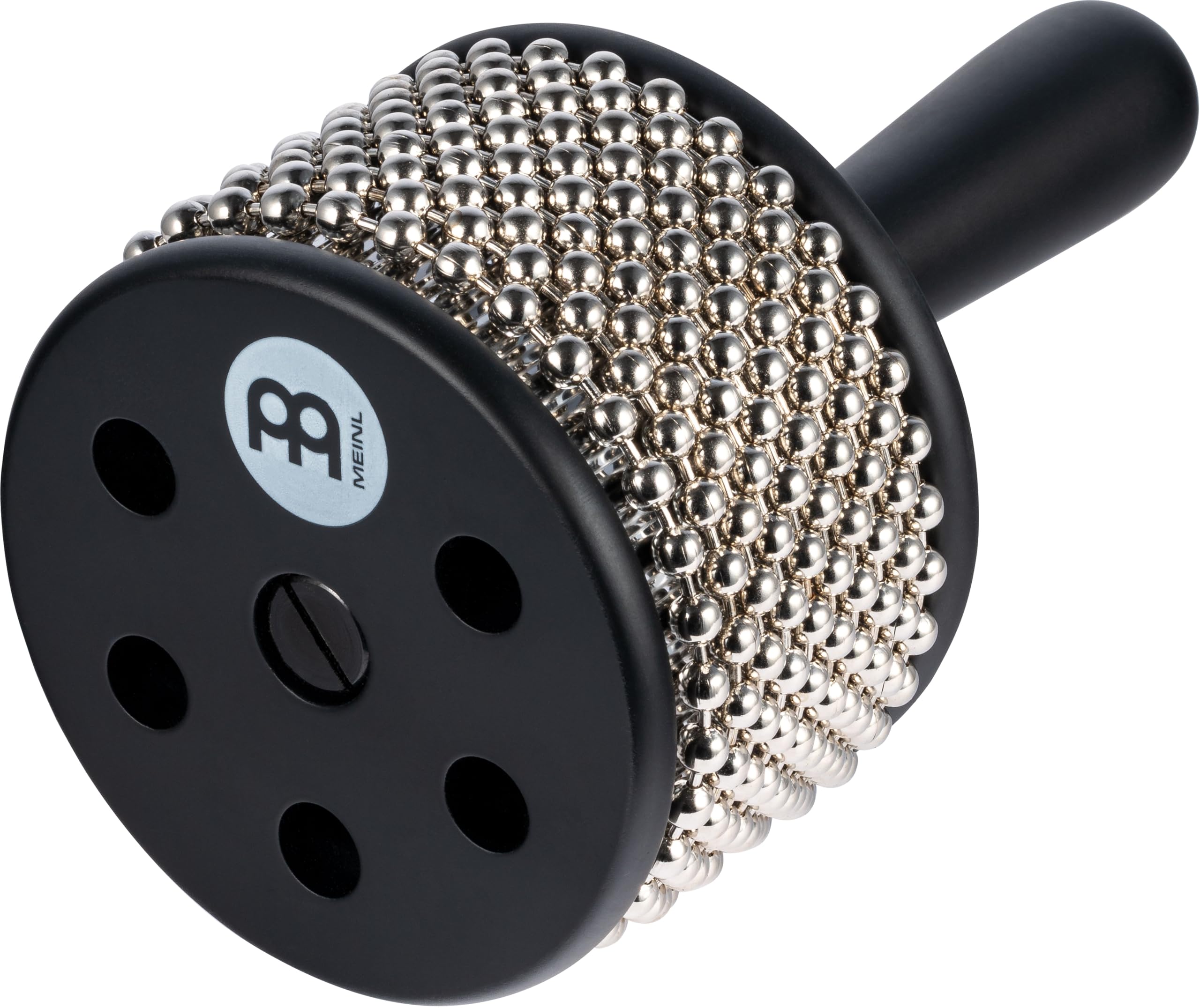 Meinl Percussion Turbo Cabasa Instrument - Medium-Large Shaker Instrument with Bead Chain - With Sound Ports - Wood / Stainless Steel, Black (CA5BK)