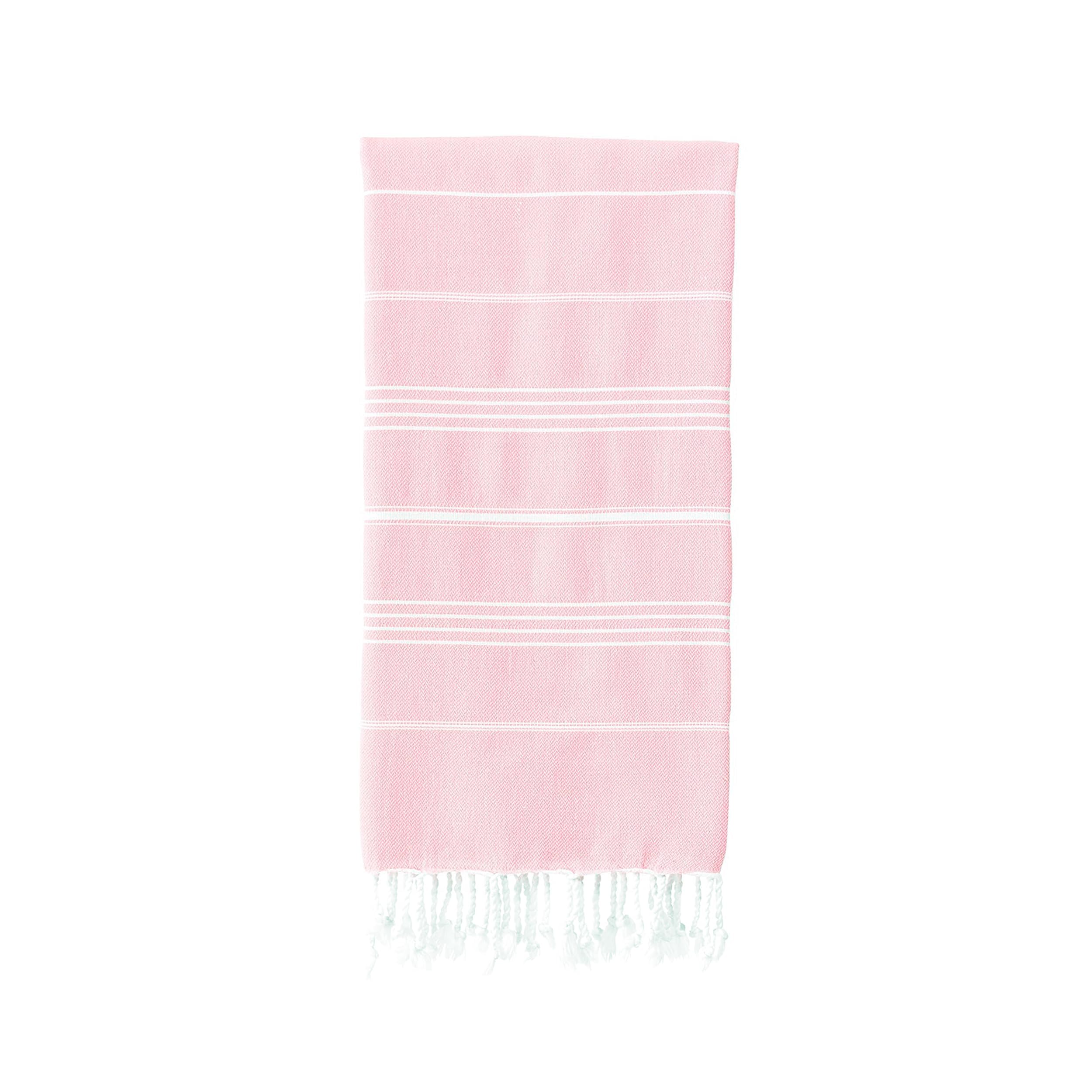 KZY LONDON Beach Towel - Large Turkish Beach Towels for Camping, Swimming, Bath, Gym, Picnic - Quick Dry, Super Absorbent, Lightweight, Compact Cotton Hammam Towels for Adults, Men, Kids (Light Pink)