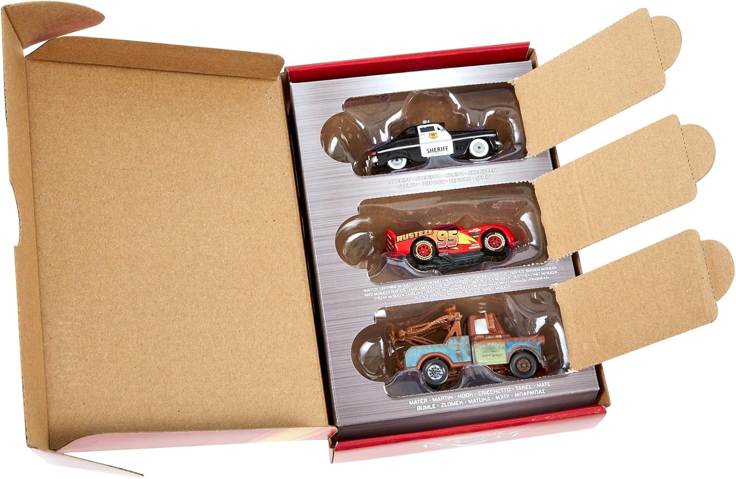 Disney Pixar Cars Radiator Springs Die-Cast Toy Vehicles 3-Pack, 1:55-Scale, With Lightning McQueen, Sheriff & Mater, Gift For Kids Age 3 Years and Older: Toys & Games