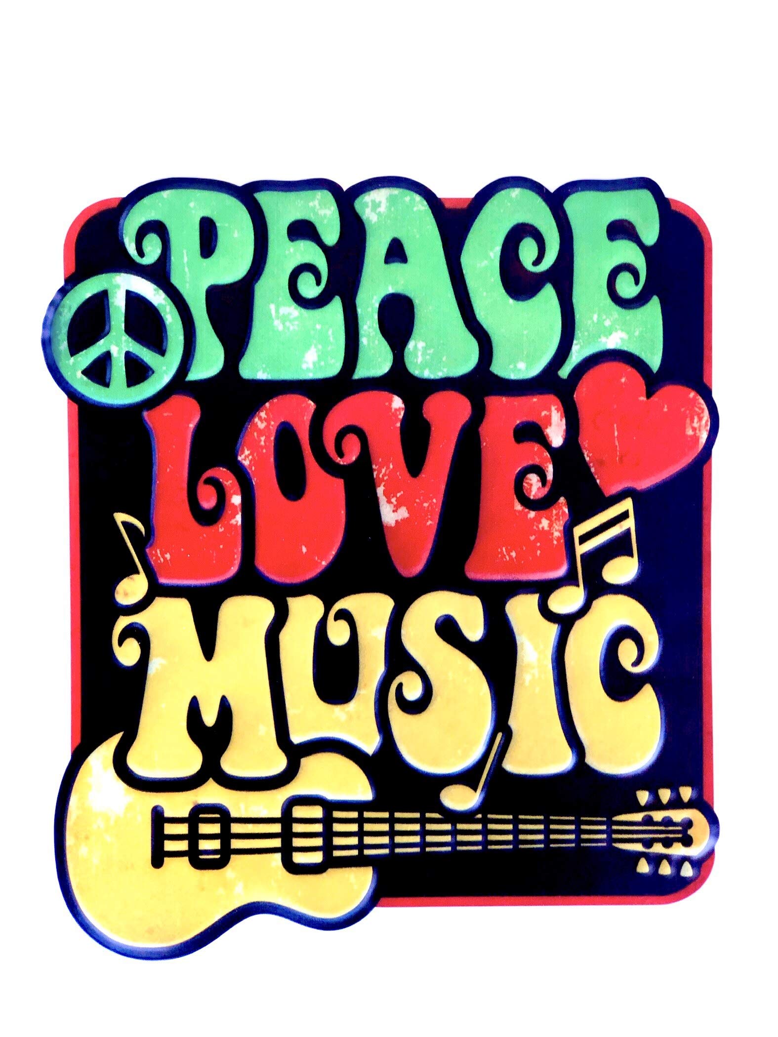 DiiliHiiri Tin Sign Retro Wall Sign Retro Sign Decorative Sign in Vintage Style Accessories for Home Decor 50s House Decoration (Peace, Love, Music)