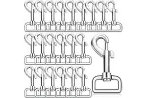 Therwen 24 Pcs Swivel Snap Hooks for Dog Leash Heavy Duty 2.76 Inch Flag Clasp Single Ended Clip Hooks Multipurpose Bolt Snap for Keychain Camera Strap Linking Pet Leash(Delicate Style,1")