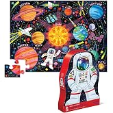 Crocodile Creek 36-Piece Jigsaw Floor Puzzle - Fun Floor Puzzles for Kids Ages 3-5 - Heavy-Duty Shaped Box for Storage - Space Explorer - 24" W x 18" H Finished