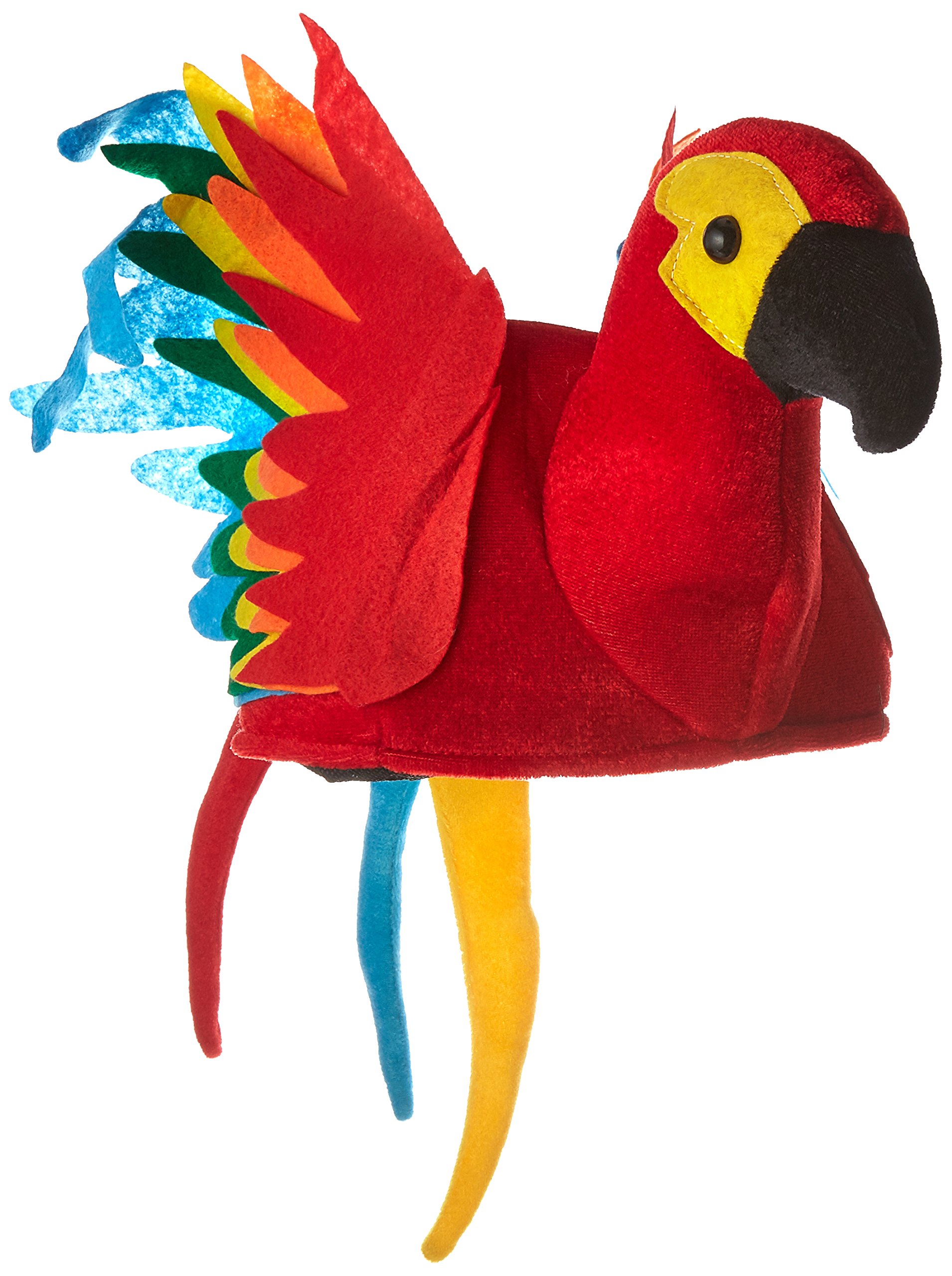 Beistle Plush Fabric Novelty Parrot Hat Tropical Hawaiian Costume Luau Party Supplies Hula