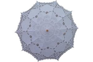 AEAOA White Lace Parasol Umbrella Wedding Bridal 30 Inch Adult Size